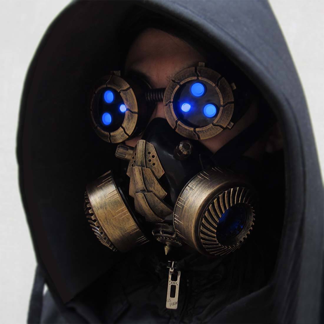 gas mask with goggles Cyberpunk Tech-sci Mechanical Gas Mask and Goggles Male's Cosplay Prop – Futurfam