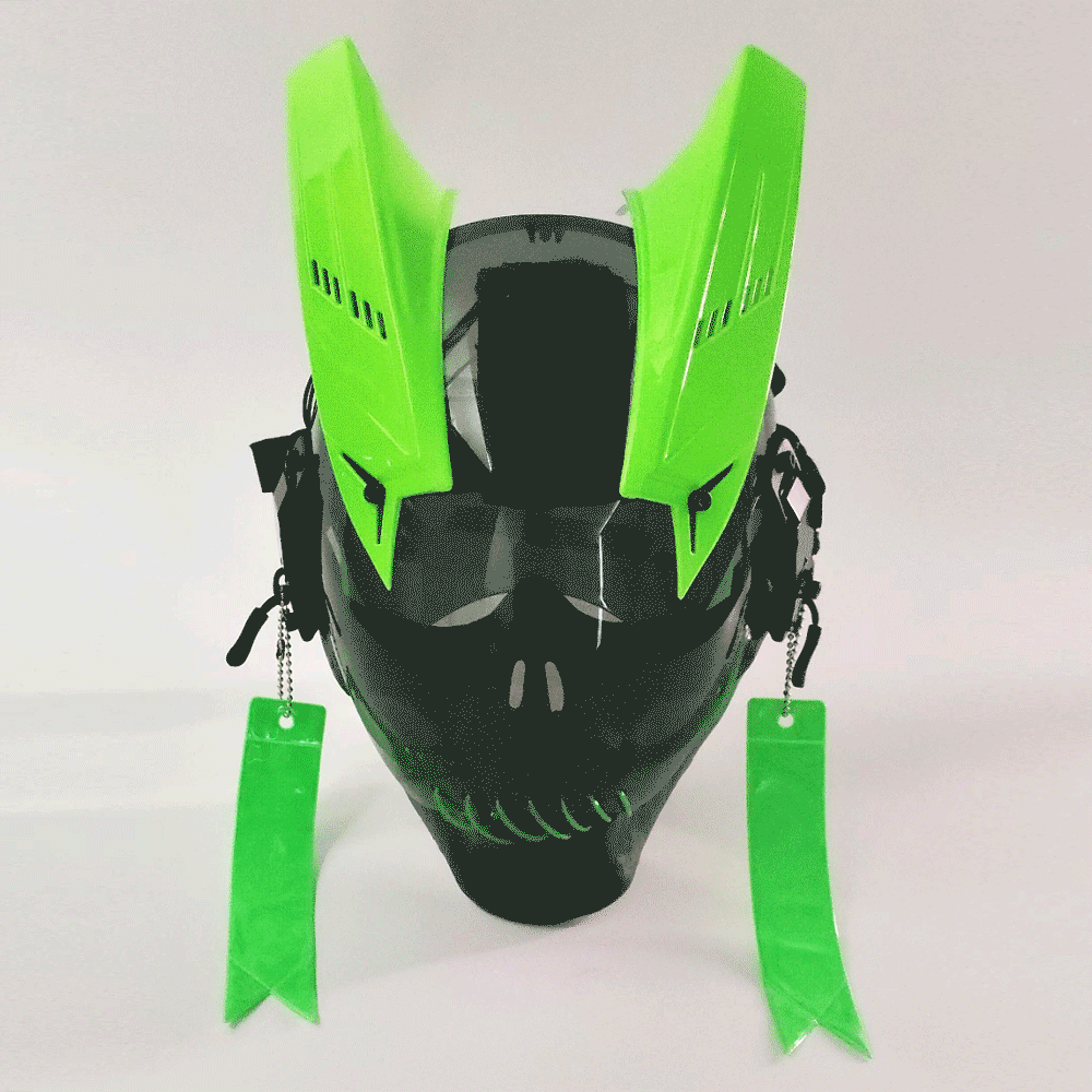 thumbnail image 2 of Unisex Black Cyberpunk Helmet Mask With LED Lights - Perfect For Halloween Costumes & Cosplay Events 2 of 4