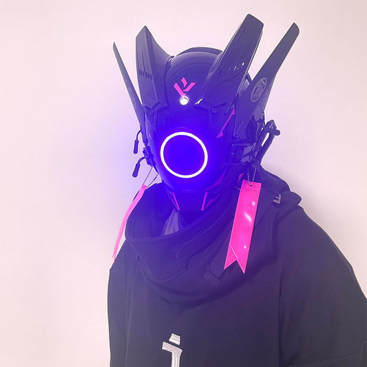 Cyberpunk Winged Mask with Round Lights & Streamers Carnival丨FuturFam ...