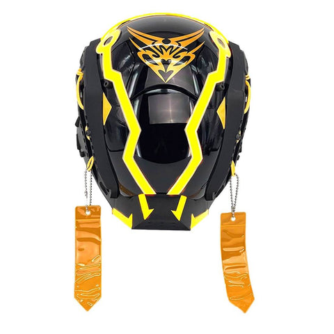 Yellow Computer Mask Protection Cyberpunk Yellow Tactical Mask with Light&Streamers for Cosplay Prop ...