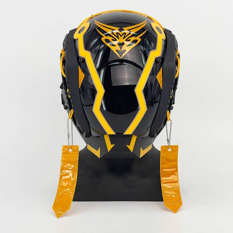 Yellow Computer Mask Protection Cyberpunk Yellow Tactical Mask with Light&Streamers for Cosplay Prop ...
