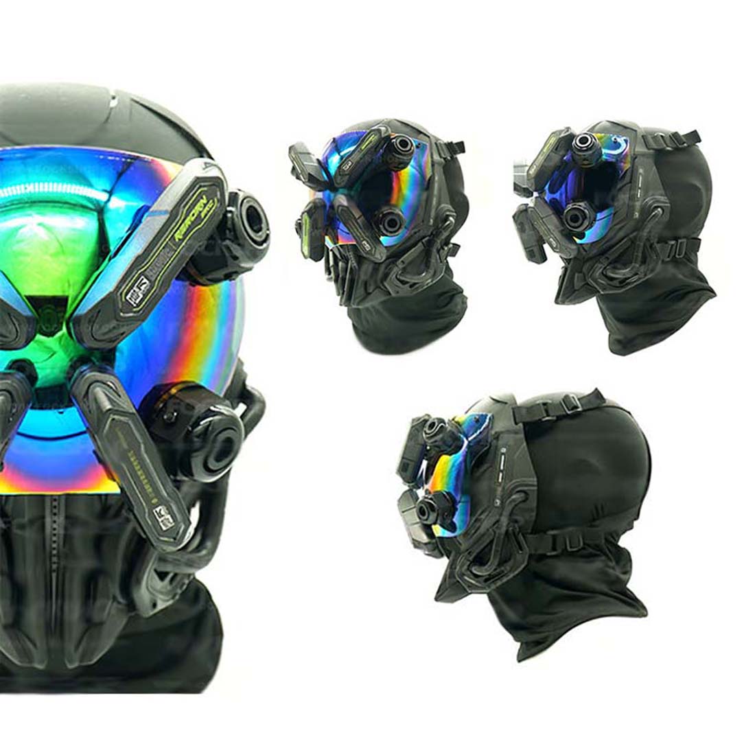 custom gas mask motorcycle helmet Future Cyberpunk Mask with Four Light Sheets Festival Costume丨FuturFam – Futurfam