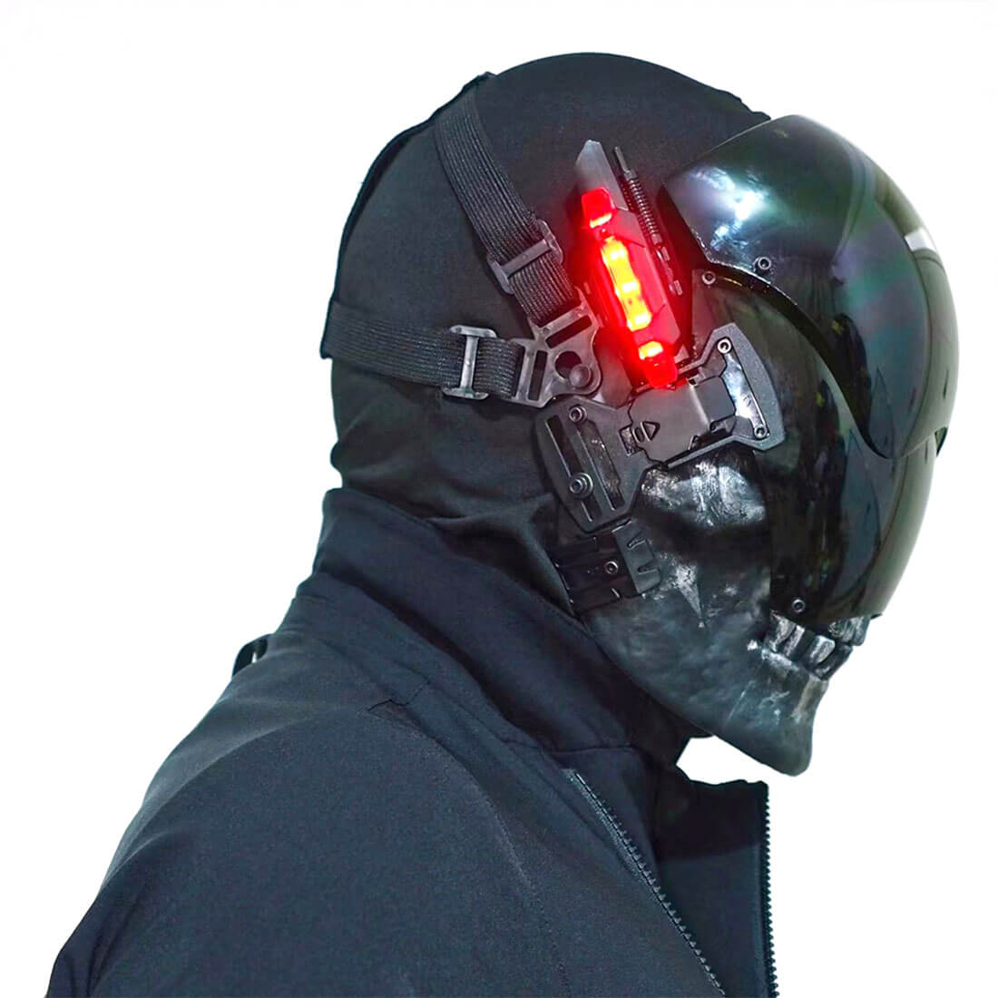 Cyberpunk Half Face Shield Tech Mask Cosplay Prop for Halloween Party  Cosplay Prop - Red