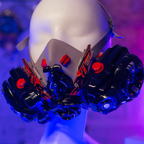Devtech Mask Cyberpunk Tech Half Face Shield Future Mask Halloween Carnival ...