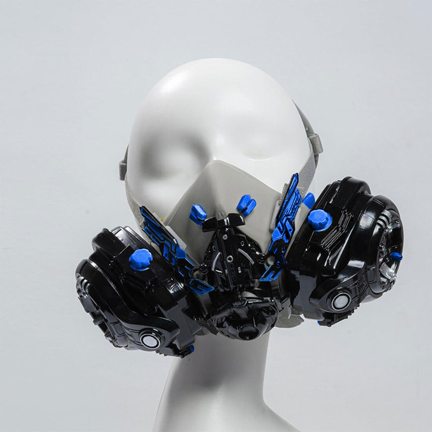 Tech Pattern Mask Cyberpunk Tech Half Face Shield Future Mask Halloween Carnival ...