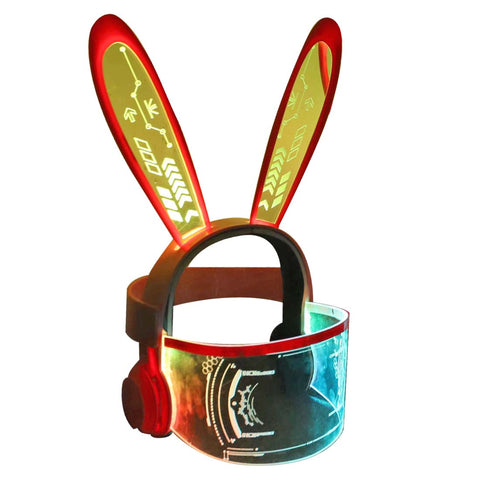 Futuristic Rabbit Mask Future Cyberpunk Girl Mask Cosplay Costume Props with Lights | Futurfam