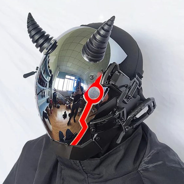 Small Black Devil Horn Cyberpunk Helmet Cosplay Prop for Men Halloween – Futurfam