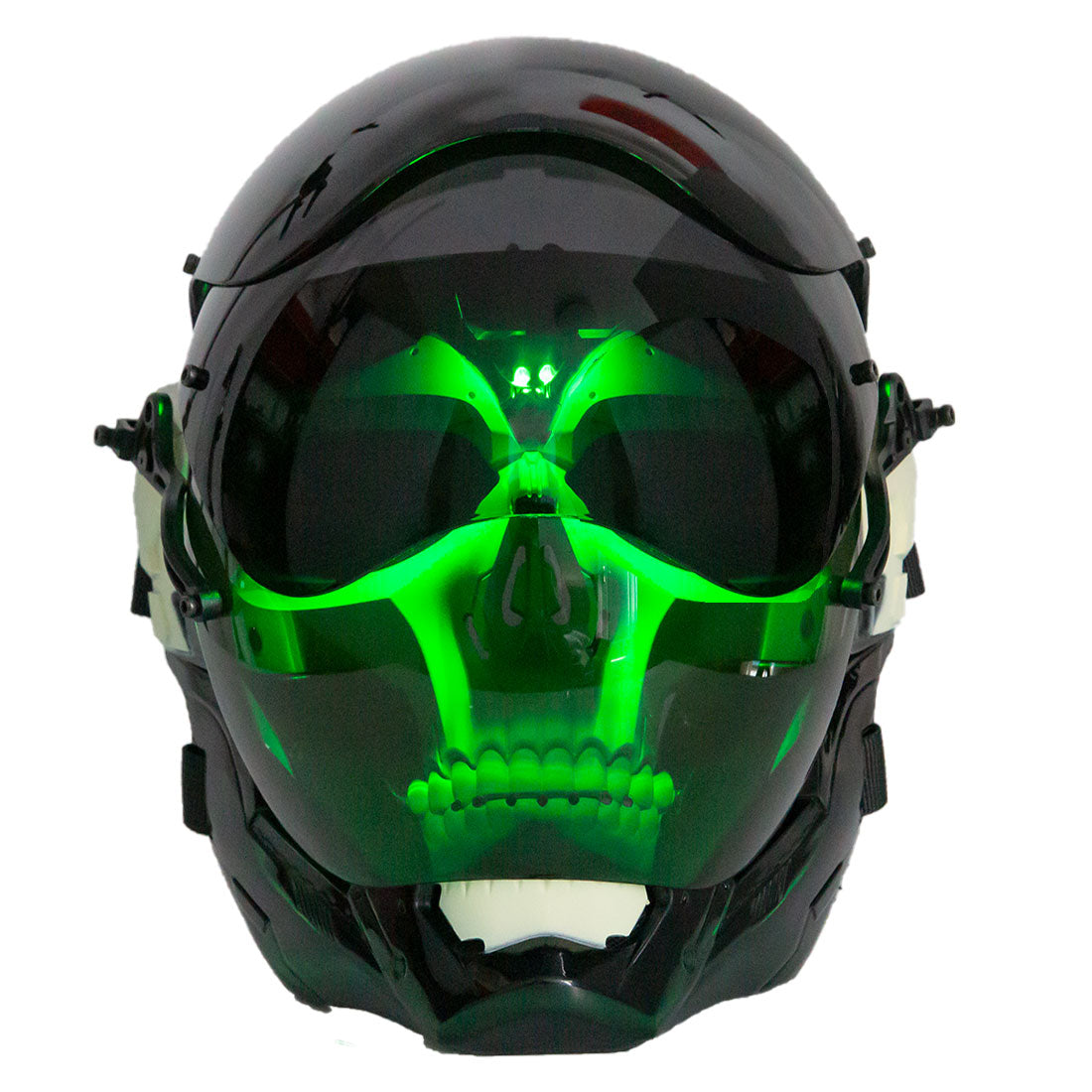 Handmade Green Glowing Skull Head Helmet with Gloves Gauntlets for Men – Futurfam